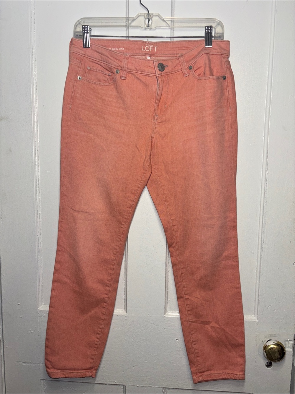 LOFT Women's Coral-Orange modern skinny ankle Leg Jeans size 8P/29